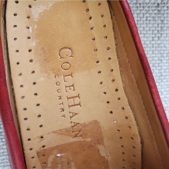 Cole Haan Red Leather Flat Loafer Mules sz 6.5 - Picture 9 of 11